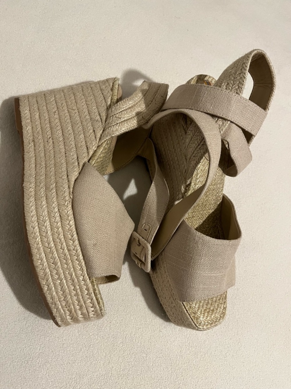 Sam Edelman Natural Beige Espadrille Wedge Sandals